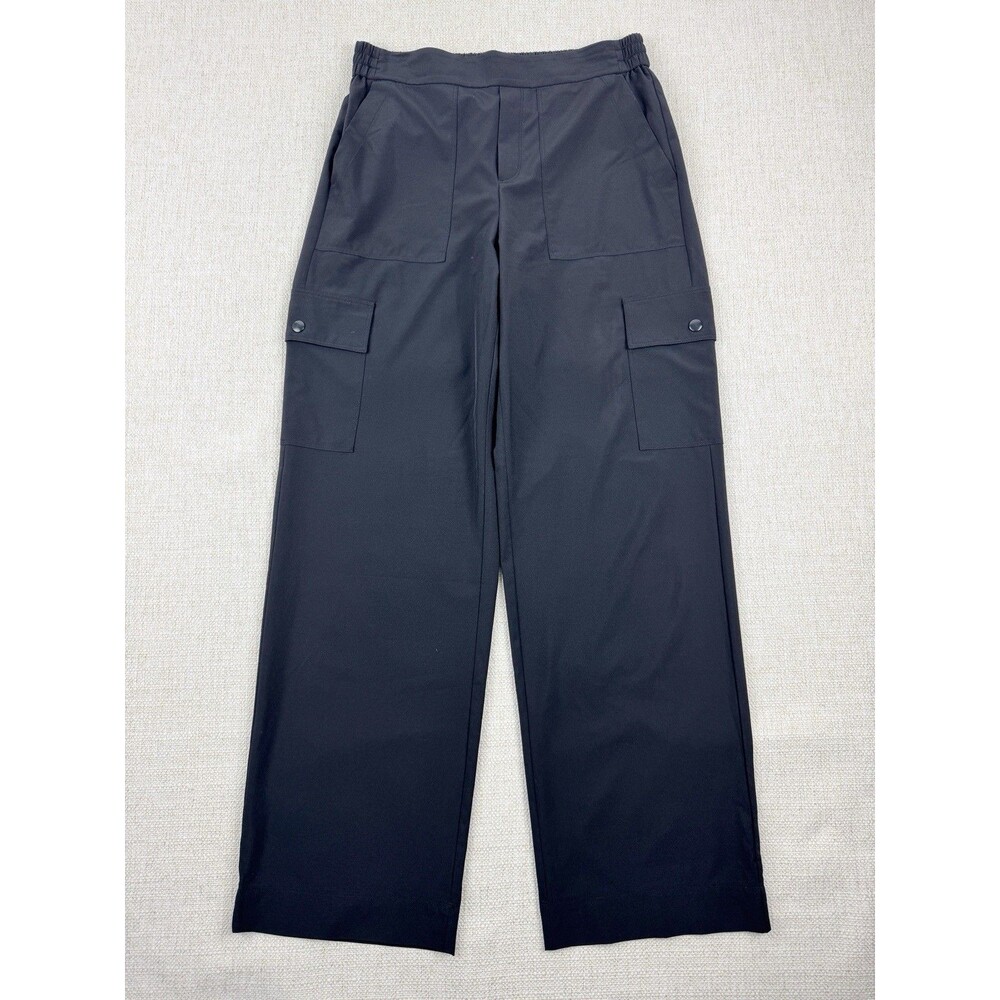 Lou & Grey Women's Wanderweave Black Cargo Style Straight Wide Leg Pants Medium